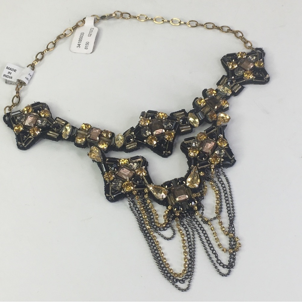 New Free People Black Suede Jeweled Choker Collar